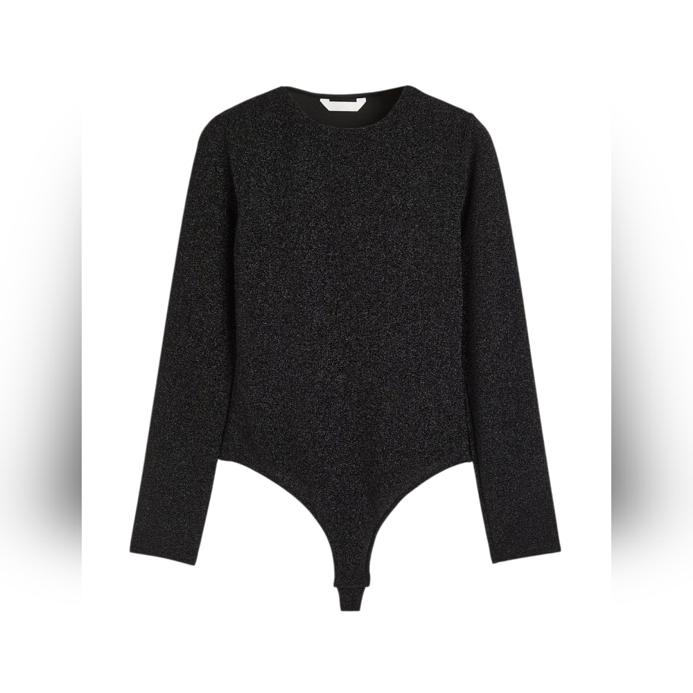 H&M Shimmering Black Long Sleeve Bodysuit